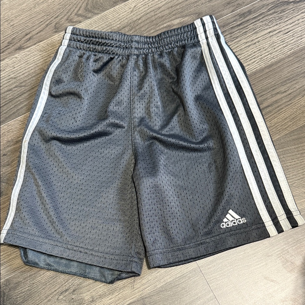 Adidas Charcoal Mesh Shorts with White Stripes